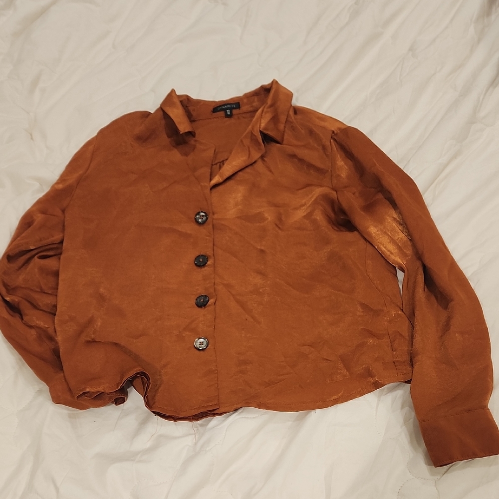 Brown Button-Up Blouse